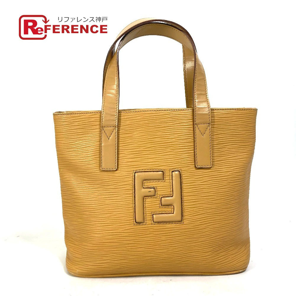 Fendi FF Tote Bag Handbag Leather Yellow